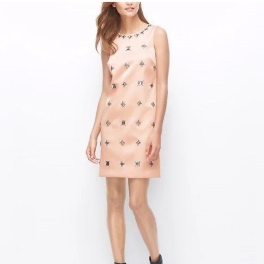Ann Taylor petites jeweled shift dress in sandstone pink. Never worn. 228 retail